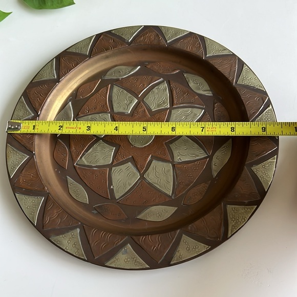 Vintage Moroccan Handmade Copper Wall Plate Tray Decor - Picture 10 of 15